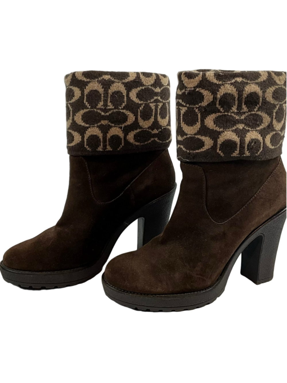 Coach Brown Suede Laurette Signature Ankle Boots Size 8M